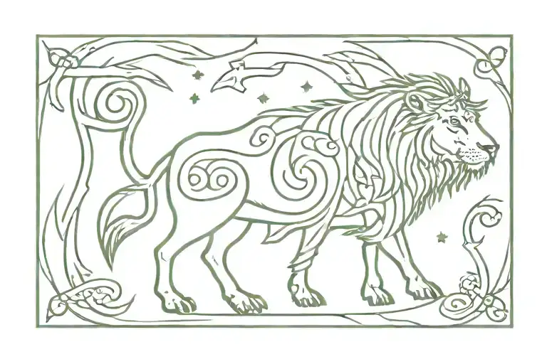 celtic with viking touches, taurus, stars on my birthday, my dad, my daughter, the forest, logging, lion tattoo design idea