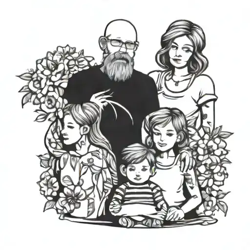 family, husband with wife and daughter tattoo design idea