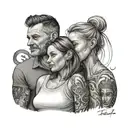 family, husband with wife and daughter tattoo design idea