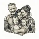family, husband with wife and daughter tattoo design idea