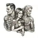 family, husband with wife and daughter tattoo design idea