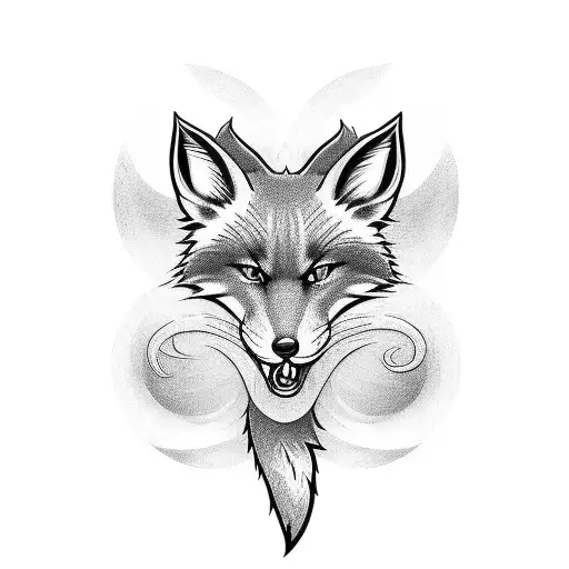 Draw nine fox tails around the basketball tattoo design idea