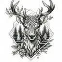 Forest blackout symmetrical geometric  deer face tattoo design idea