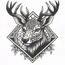 Forest blackout symmetrical geometric  deer face tattoo design idea