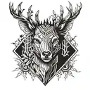 Forest blackout symmetrical geometric  deer face tattoo design idea