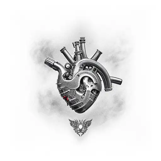 mechanical heart spitfire tattoo design idea