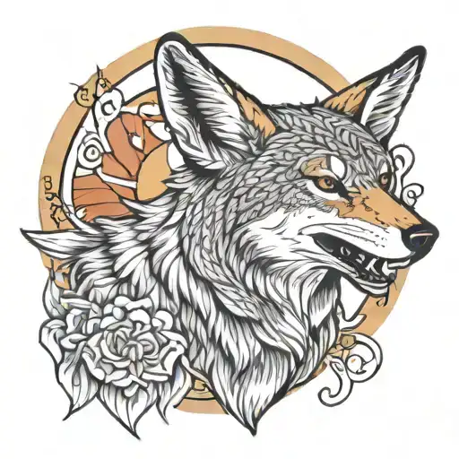 coyote howling tattoo design idea