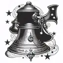1776 declaration liberty bell random sized stars around it in random places tattoo design idea