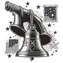 1776 declaration liberty bell random sized stars around it in random places tattoo design idea