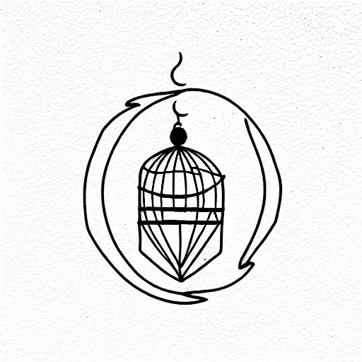 Cage and bird tattoo design idea