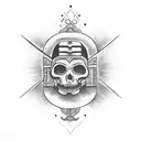 mictlantecuhtli holding a macuahuitl tattoo design idea