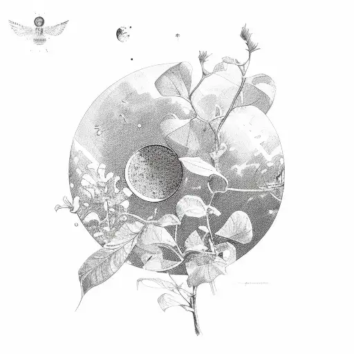 Botanical Space tattoo design idea