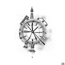 The Kröpcke clock tower surrounded by football players and beer bottles tattoo design idea