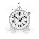 The Kröpcke clock tower surrounded by football players and beer bottles tattoo design idea