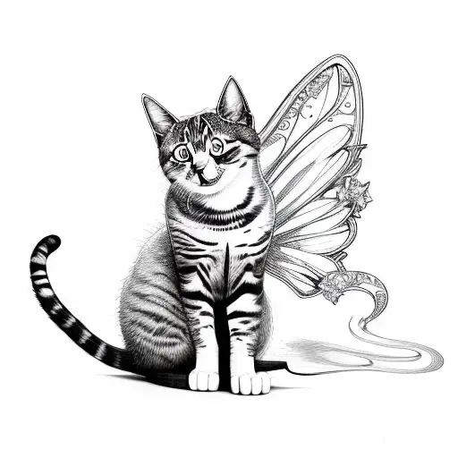 cats with fairy wings  tattoo design idea