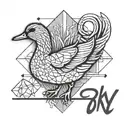  "Ducky" in elegant script font along with the date "Aug 3 2024"   tattoo design idea