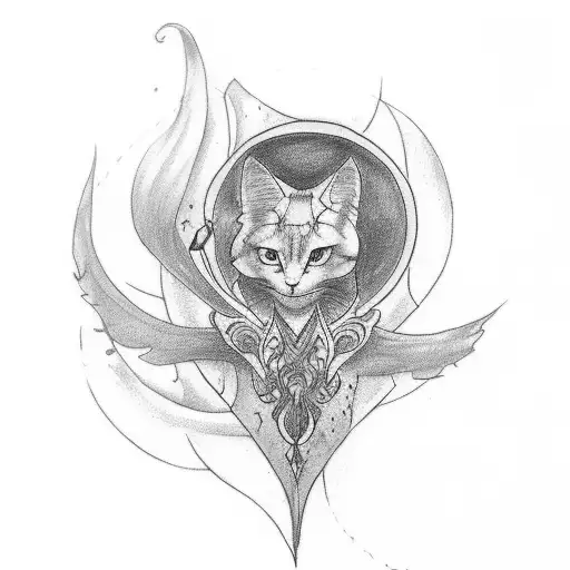 a delicate tattoo sketch in a gothic style on the arm for a girl who practices black magic and tarot tattoo design idea