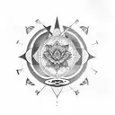 black Lotus and Mountains with compass tattoo tattoo design idea