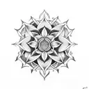 black Lotus and Mountains with compass tattoo tattoo design idea