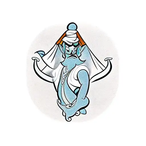 the genie from Disney Aladdin the cartoon tattoo design idea