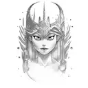 Forearm armor with silhouette of Merida and the quote, "I am because you were" tattoo design idea