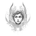 Forearm armor with silhouette of Merida and the quote, "I am because you were" tattoo design idea