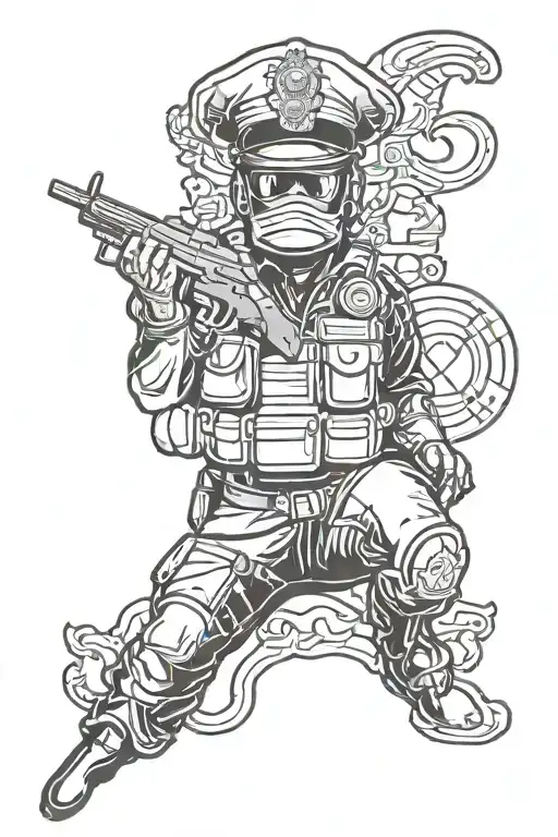 police and military tattoo design idea