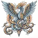 Scorpion Eagle Phoenix tattoo design idea