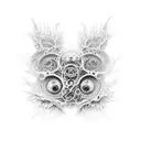 "DALL·E, create a stunning and intricate biomechanical tattoo design for the leg that seamlessly blends organic and geom tattoo design idea
