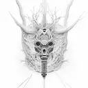 "DALL·E, create a stunning and intricate biomechanical tattoo design for the leg that seamlessly blends organic and geom tattoo design idea