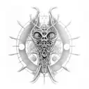 "DALL·E, create a stunning and intricate biomechanical tattoo design for the leg that seamlessly blends organic and geom tattoo design idea