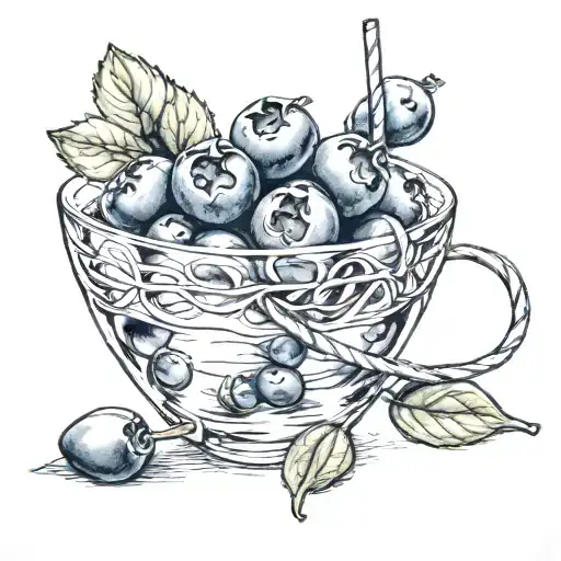 blueberry with drinking straw tattoo design idea