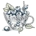 blueberry with drinking straw tattoo design idea