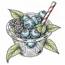 blueberry with drinking straw tattoo design idea