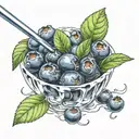 blueberry with drinking straw tattoo design idea