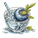 blueberry with drinking straw tattoo design idea