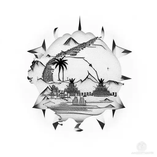 Iraqs geographical shape with palm tree tattoo design idea
