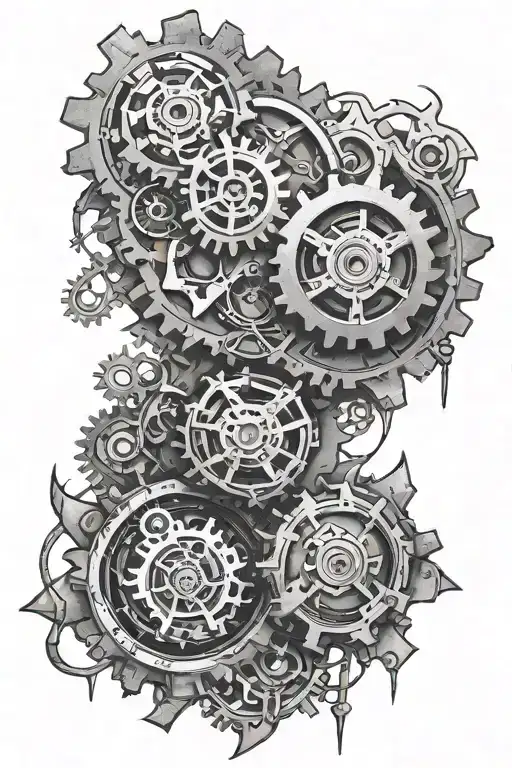 bio mechanical gears tattoo design idea