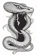 snake with open and angry mouth tattoo design idea