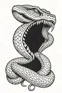 snake with open and angry mouth tattoo design idea