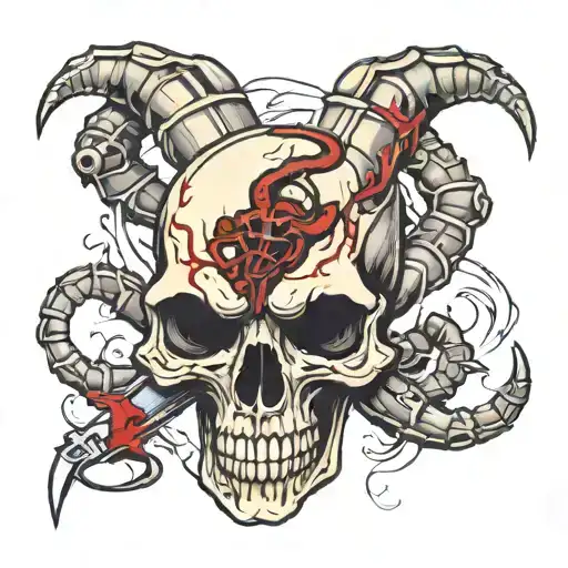 scorpion skull knife blood tattoo design idea