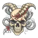 scorpion skull knife blood tattoo design idea