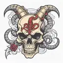 scorpion skull knife blood tattoo design idea