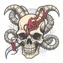 scorpion skull knife blood tattoo design idea
