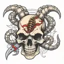 scorpion skull knife blood tattoo design idea
