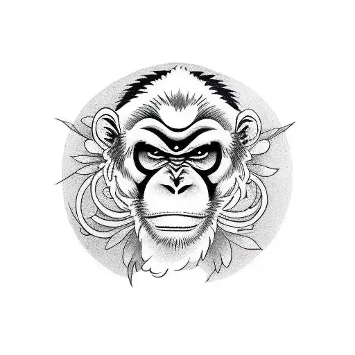 Monkey hugging  front arm tattoo design idea