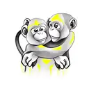 Monkey hugging  front arm tattoo design idea
