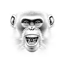 Monkey hugging  front arm tattoo design idea