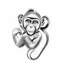 Monkey hugging on arm  tattoo design idea