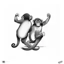 Monkey hugging on arm  tattoo design idea
